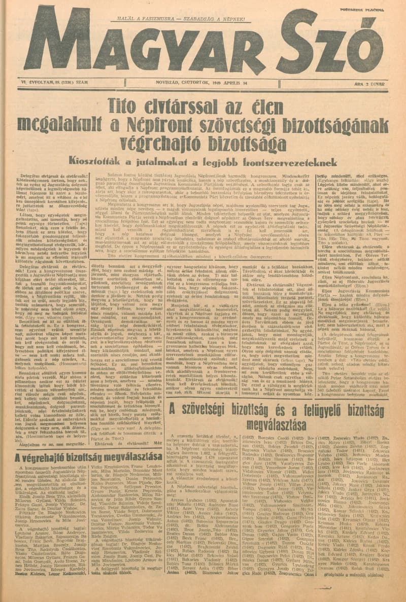 Magyar Szó, 6. évf. 1949. április 14. 88. sz. 1–6. oldal