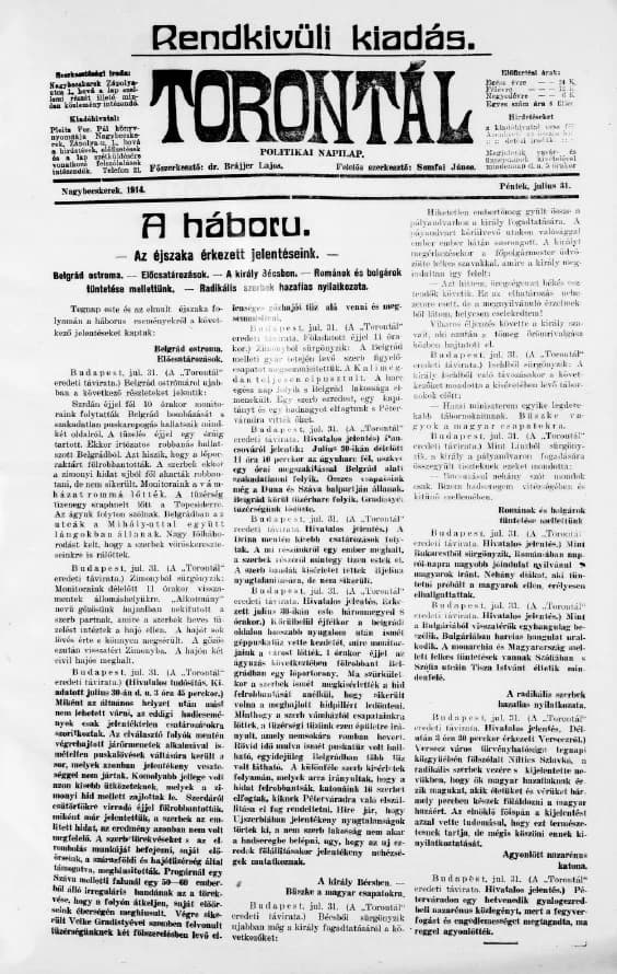 Torontál, 43. évf. 1914. július 31. 171. sz.