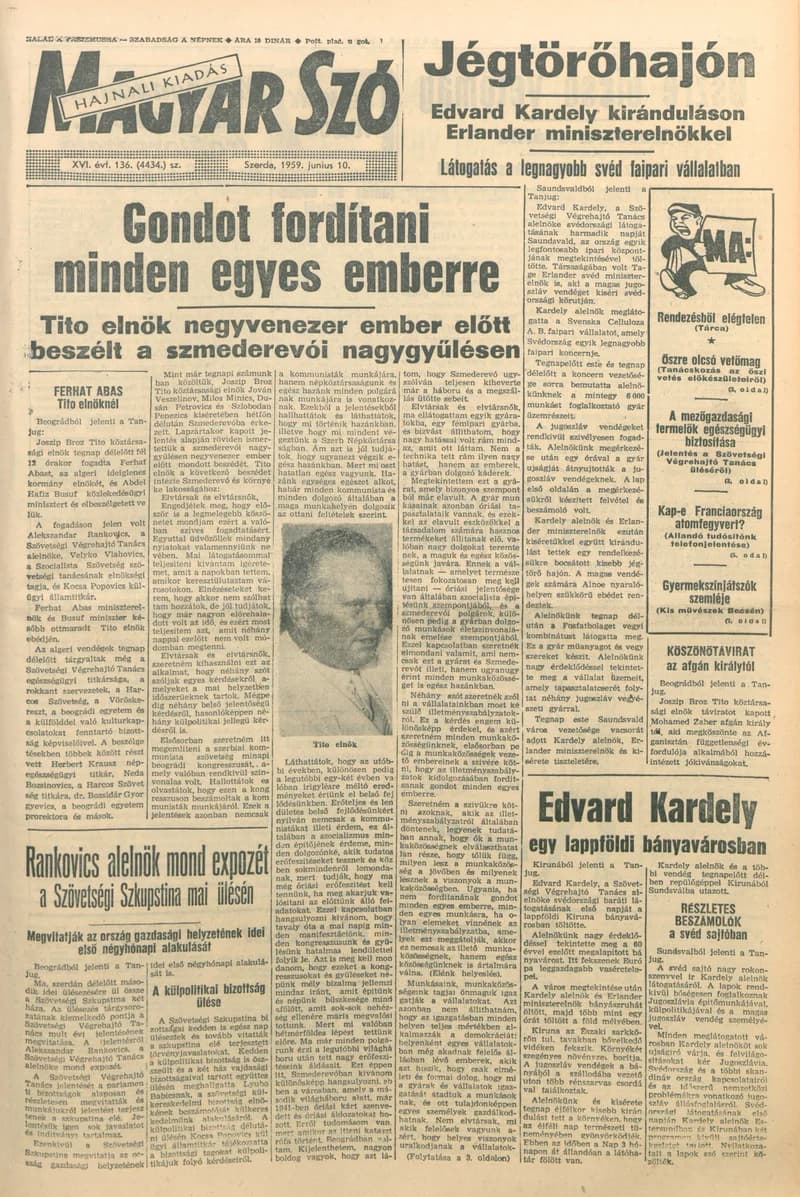 Magyar Szó, 16. évf. 1959. június 10. 136. sz. 1–20. oldal