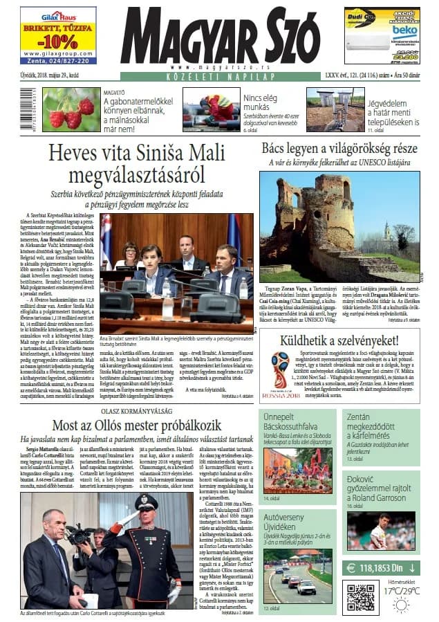 Magyar Szó, 75. évf. 2018. május 29. 121. sz. 1–20. oldal