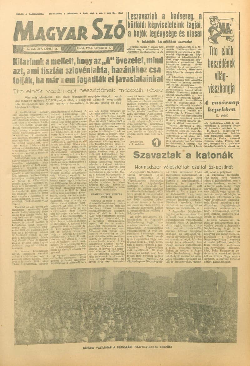 Magyar Szó, 10. évf. 1953. november 17. 317. sz. 1–10. oldal