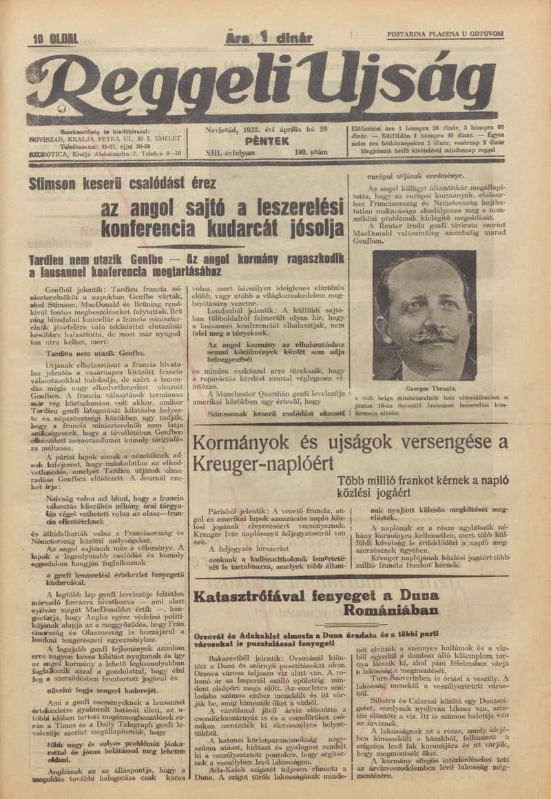 Reggeli Újság, 13. évf. 1932. április 29. 100. sz.
