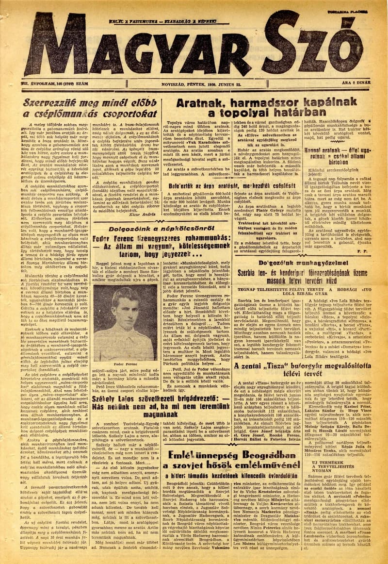 Magyar Szó, 7. évf. 1950. június 23. 148. sz. 1–4. oldal
