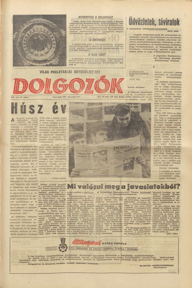 Dolgozók, 21. évf. 1967. november 17. 47. sz.