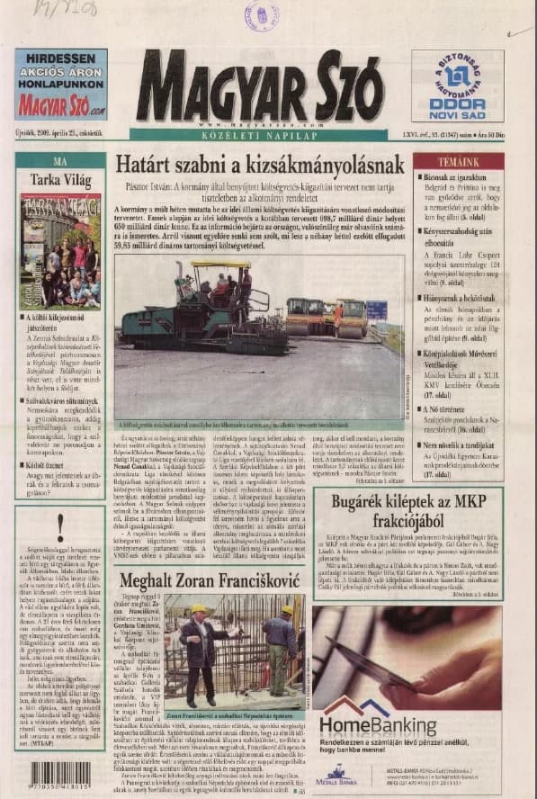 Magyar Szó, 66. évf. 2009. április 23. 93. sz. 1–20. oldal