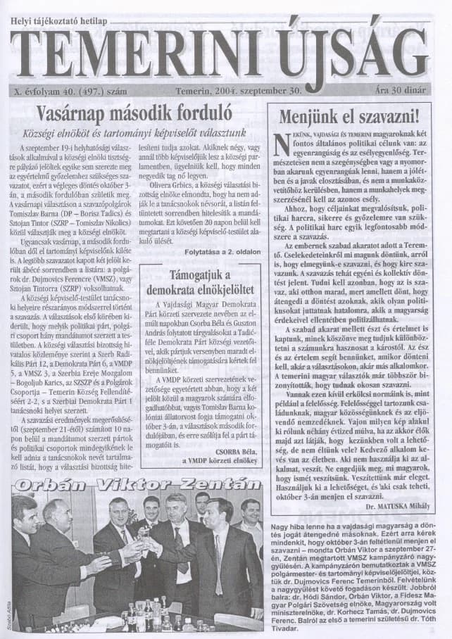 Temerini Újság, 10. évf. 2004. szeptember 30. 40. sz.
