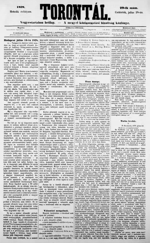 Torontál, 7. évf. 1878. július 18. 29. sz.