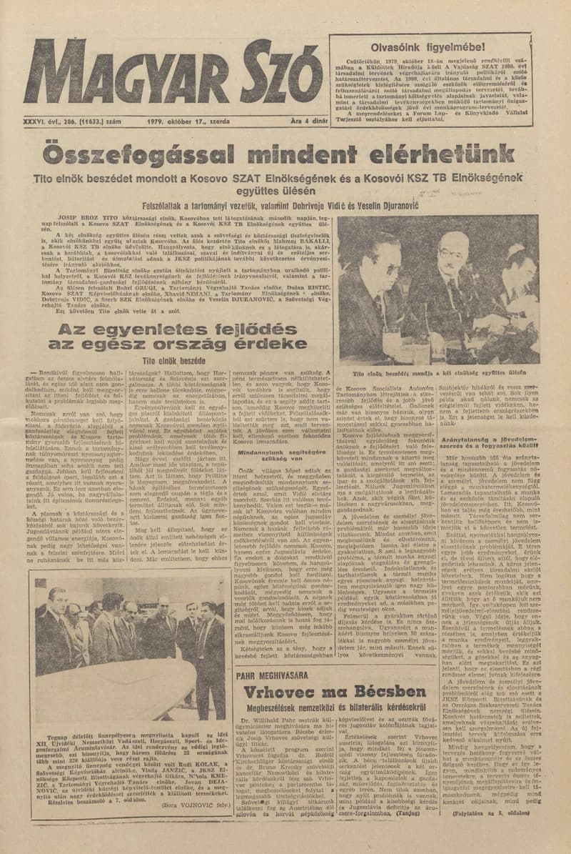 Magyar Szó, 36. évf. 1979. október 17. 286. sz. 1–24. oldal