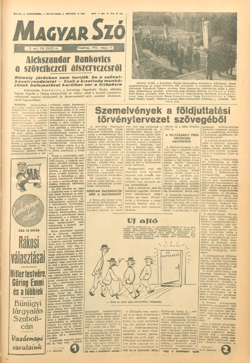 Magyar Szó, 10. évf. 1953. május 17. 134. sz. 1–14. oldal