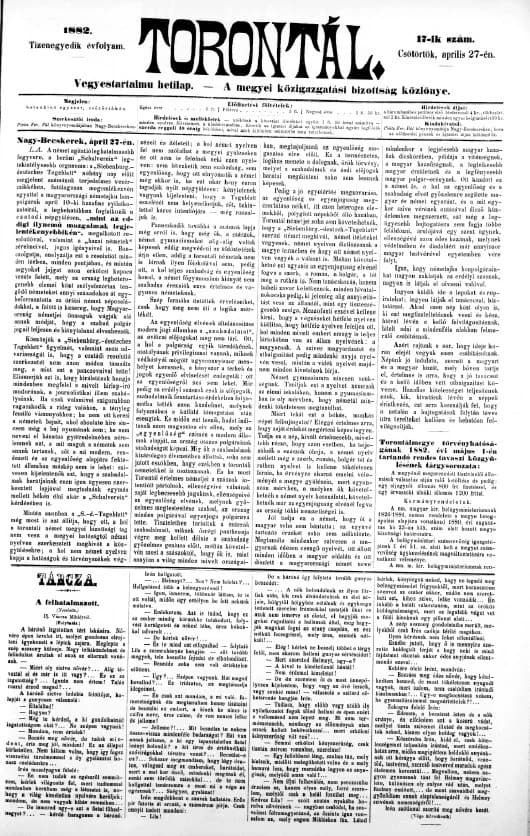Torontál, 11. évf. 1882. április 27. 17. sz.
