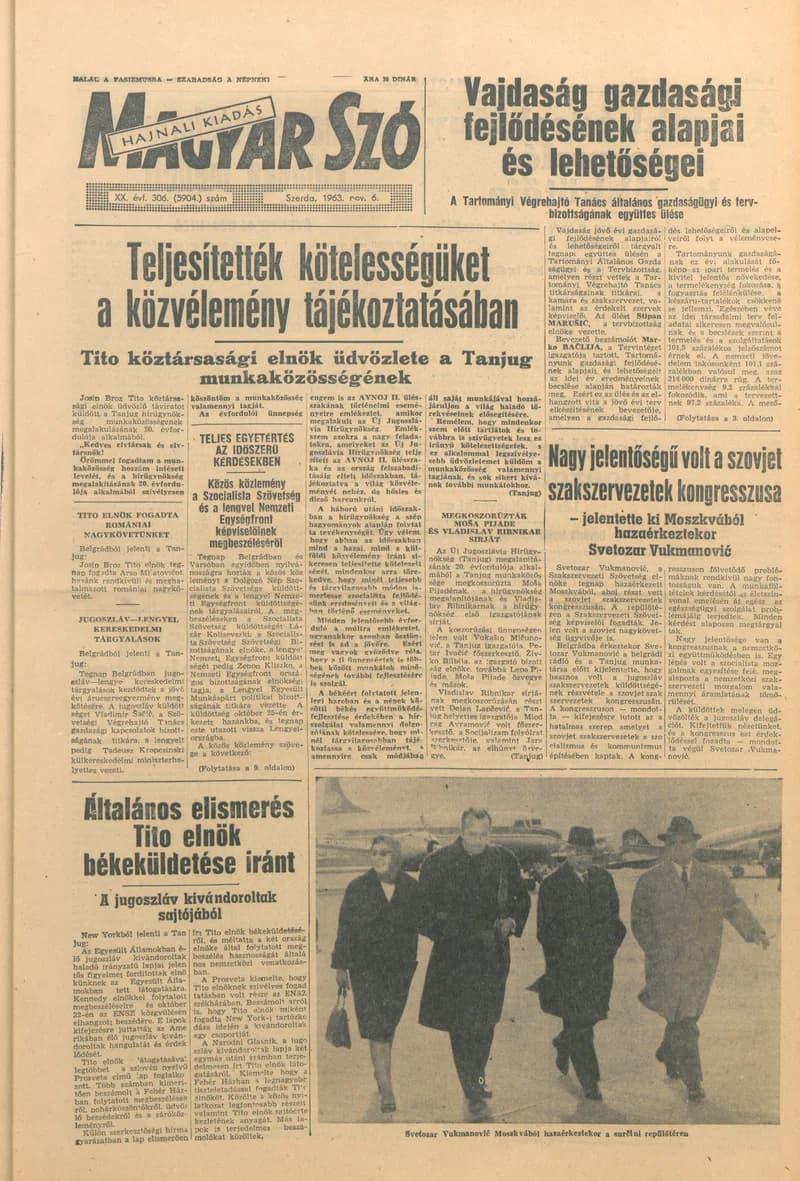 Magyar Szó, 20. évf. 1963. november 6. 306. sz. 1–16. oldal