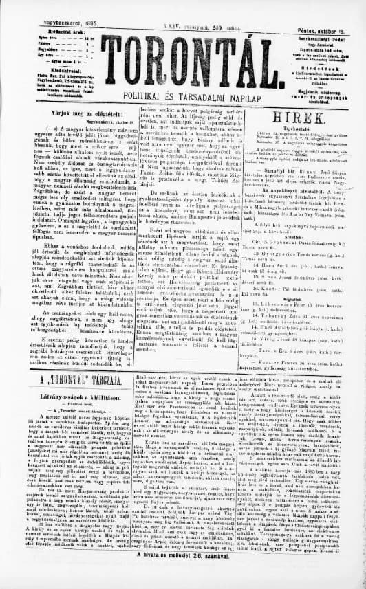 Torontál, 24. évf. 1895. október 18. 240. sz.