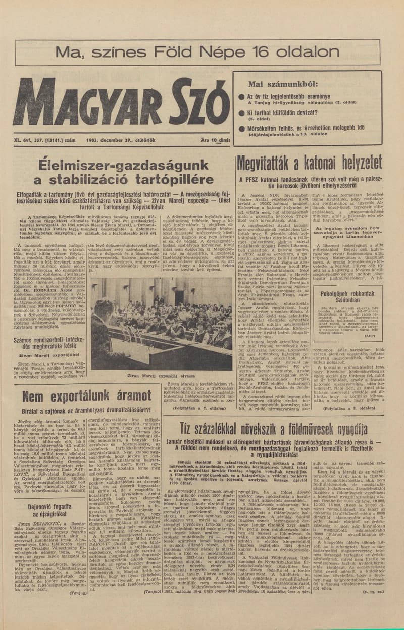 Magyar Szó, 40. évf. 1983. december 29. 357. sz.