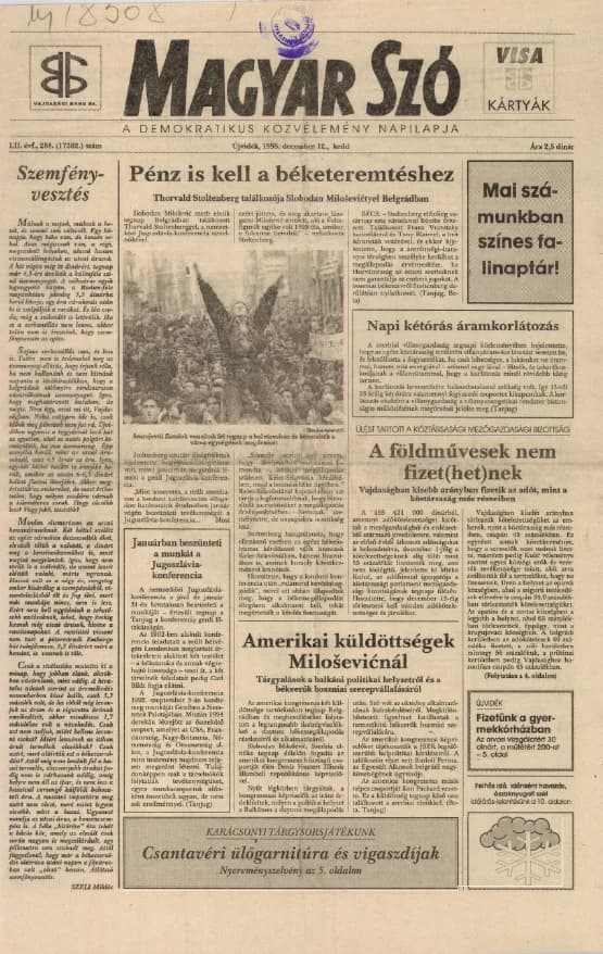 Magyar Szó, 52. évf. 1995. december 12. 288. sz. 1–16. oldal