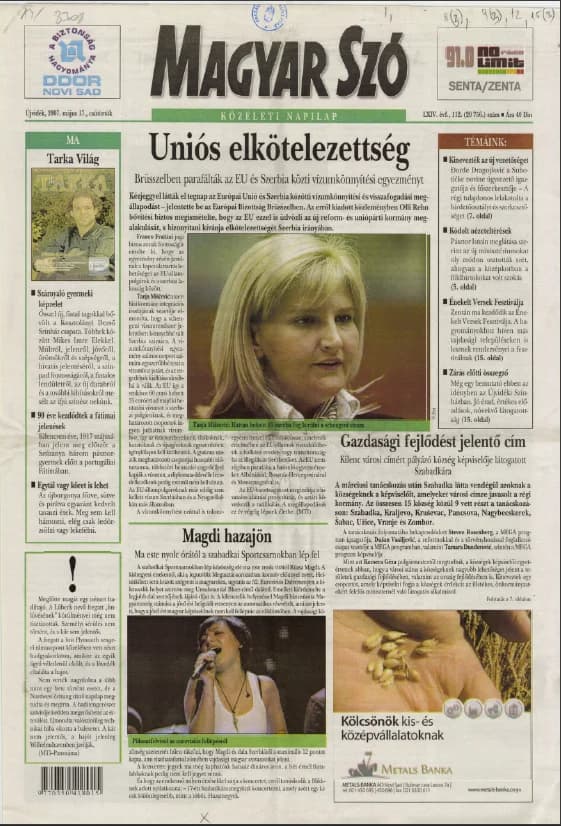 Magyar Szó, 64. évf. 2007. május 17. 112. sz. 1–20. oldal