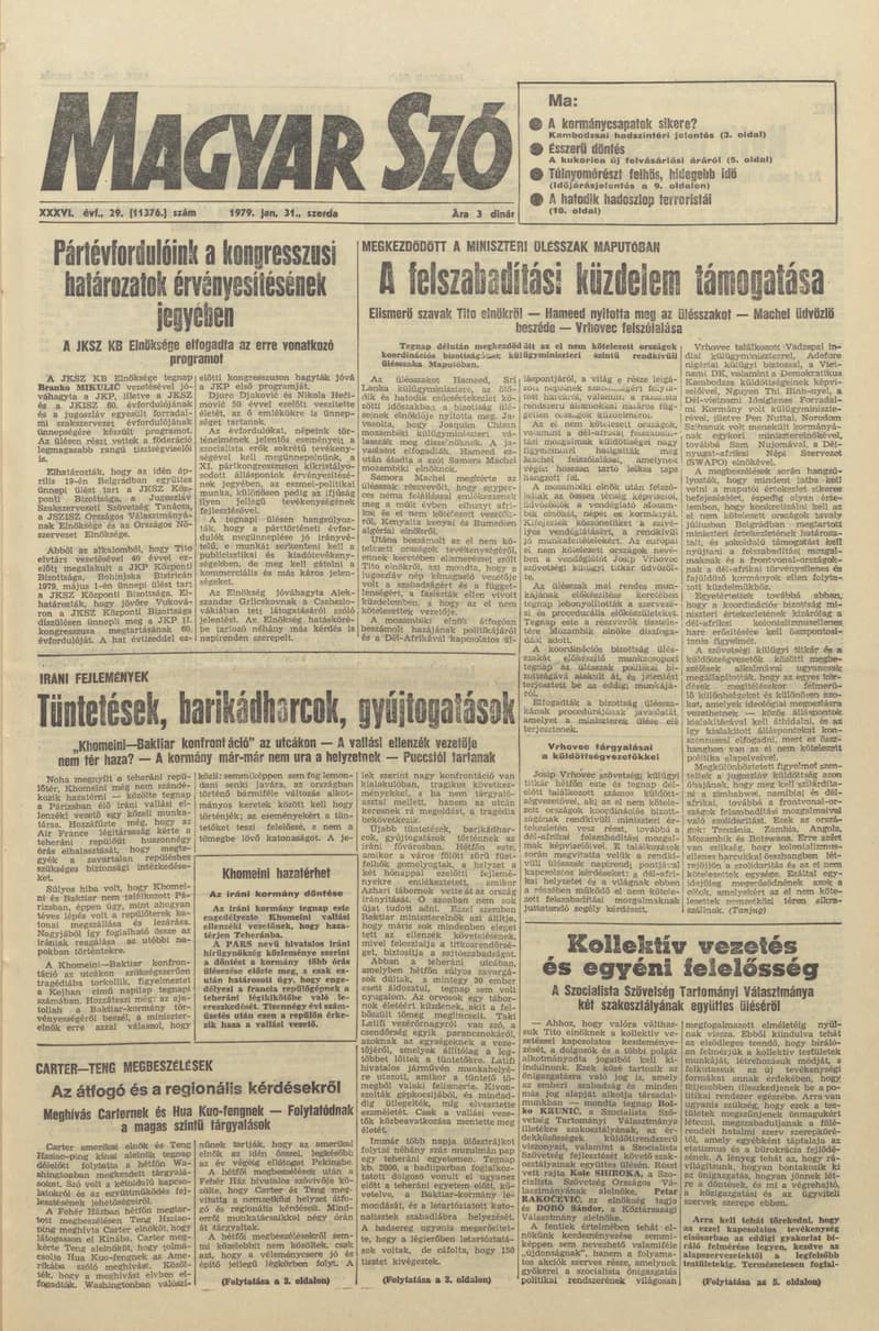 Magyar Szó, 36. évf. 1979. január 31. 29. sz. 1–20. oldal