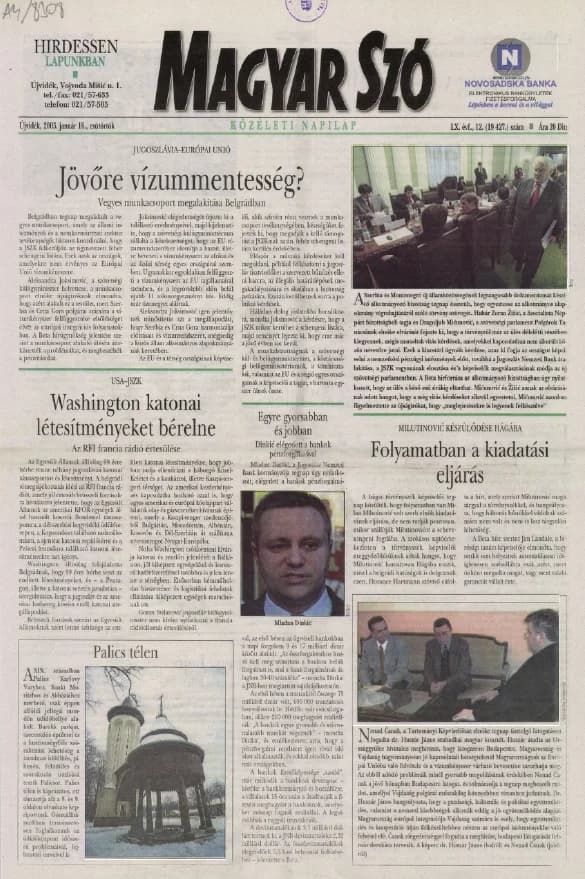 Magyar Szó, 60. évf. 2003. január 16. 12. sz. 1–16. oldal