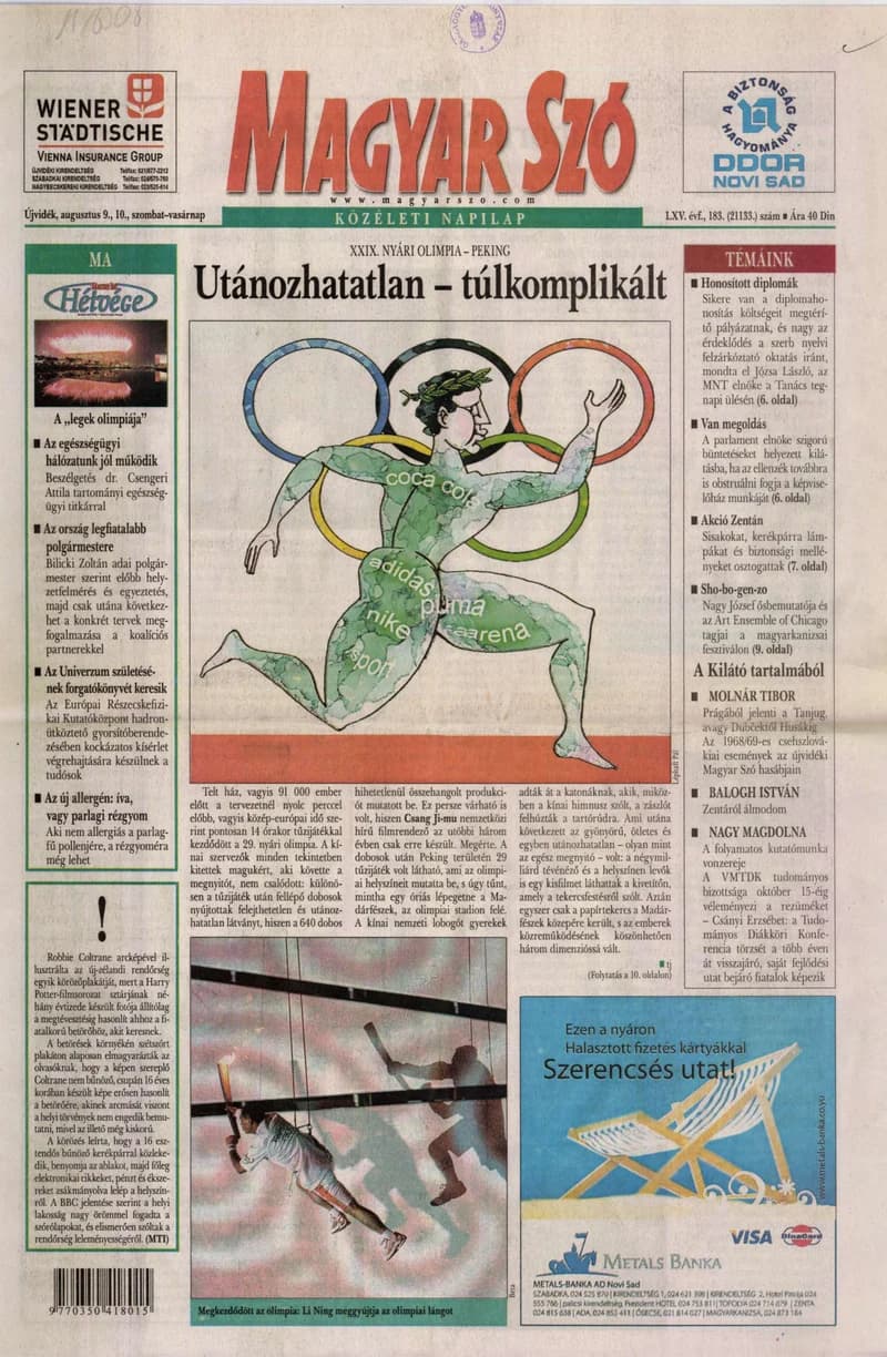 Magyar Szó, 65. évf. 2008. augusztus 9. – 10. 183. sz. 1–28. oldal