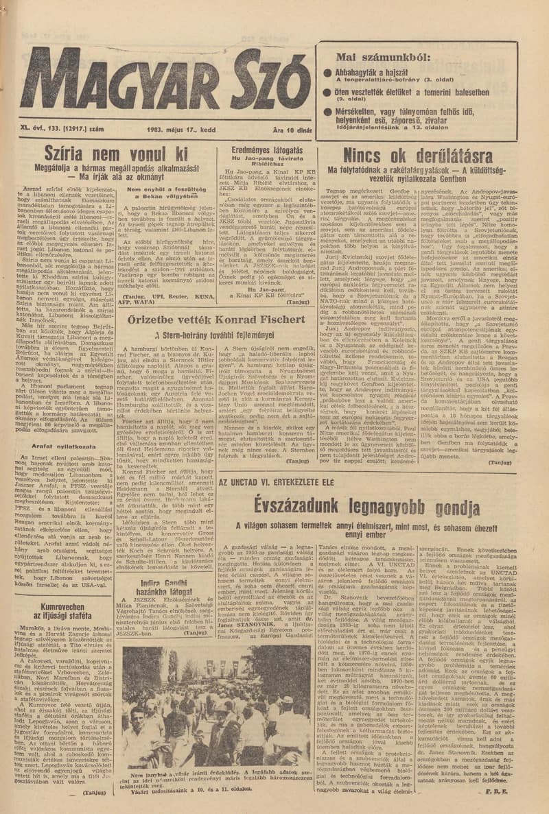 Magyar Szó, 40. évf. 1983. május 17. 133. sz. 1–24. oldal