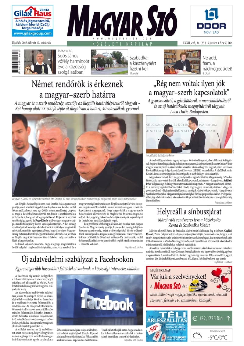 Magyar Szó, 72. évf. 2015. február 12. 34. sz. 1–20. oldal