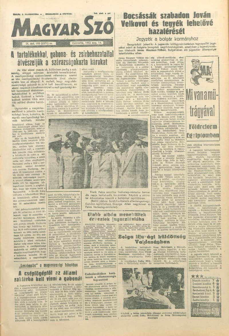 Magyar Szó, 9. évf. 1952. augusztus 14. 193. sz. 1–10. oldal