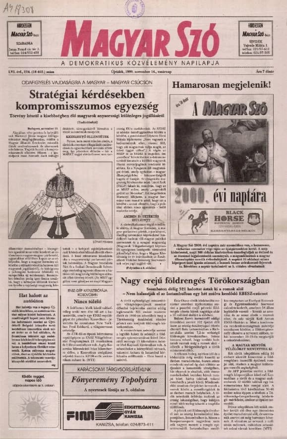 Magyar Szó, 56. évf. 1999. november 14. 224. sz. 1–24. oldal