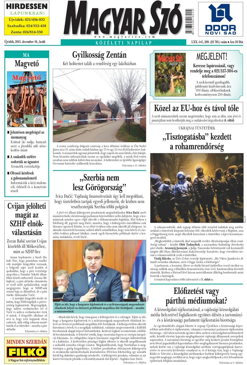 Magyar Szó, 70. évf. 2013. december 10. 288. sz. 1–20. oldal