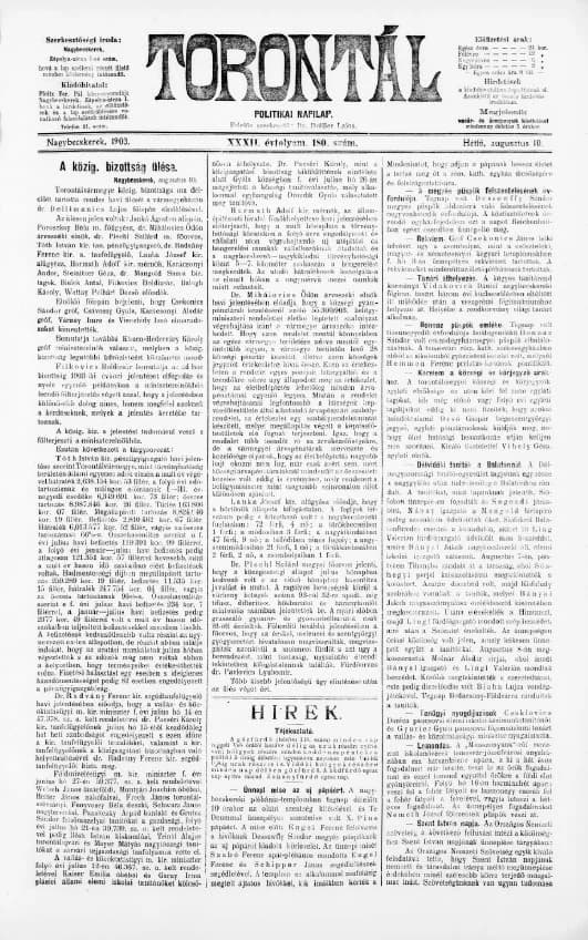 Torontál, 32. évf. 1903. augusztus 10. 180. sz.