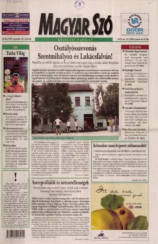 Magyar Szó, 66. évf. 2009. szeptember 10. 211. sz. 1–20. oldal