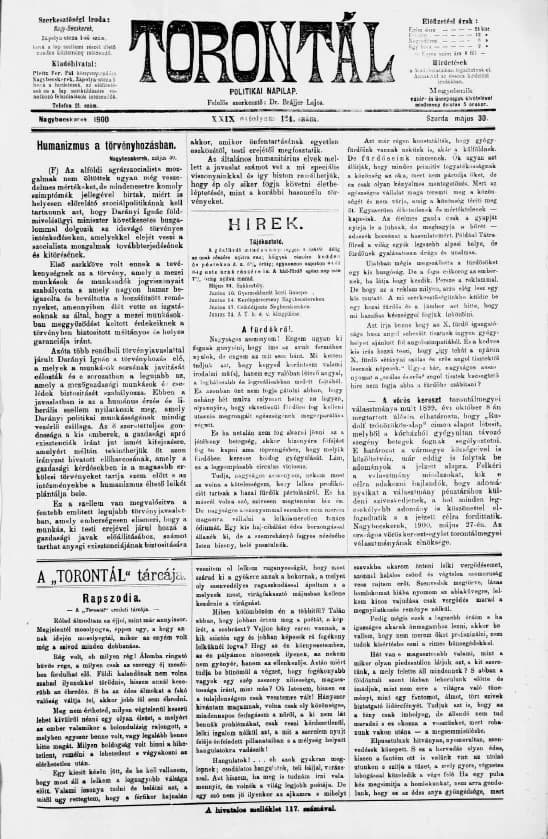 Torontál, 29. évf. 1900. május 30. 124. sz.
