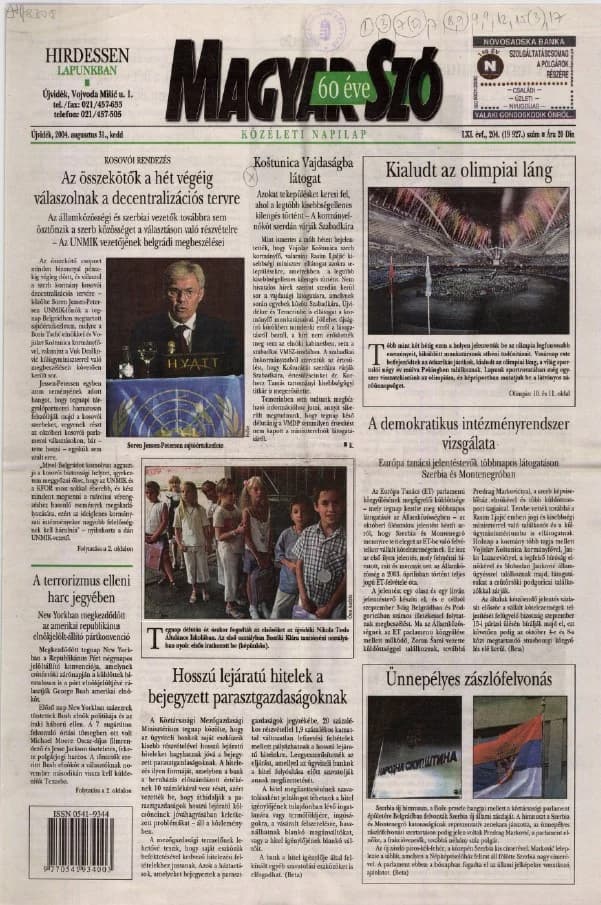 Magyar Szó, 61. évf. 2004. augusztus 31. 204. sz. 1–20. oldal