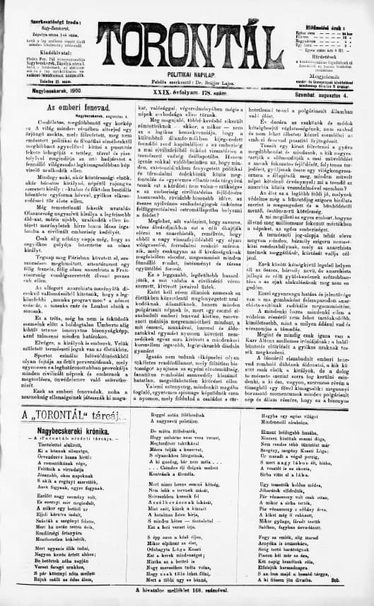 Torontál, 29. évf. 1900. augusztus 4. 178. sz.