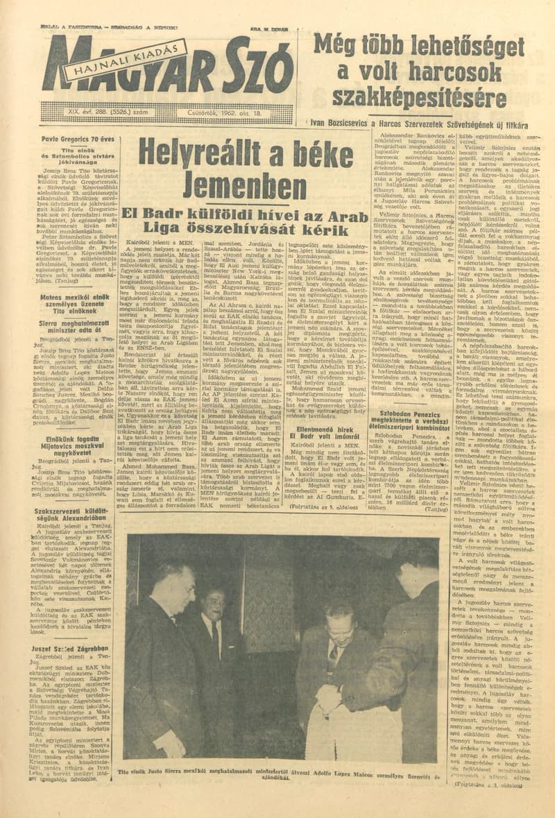 Magyar Szó, 19. évf. 1962. október 18. 288. sz. 1–14. oldal