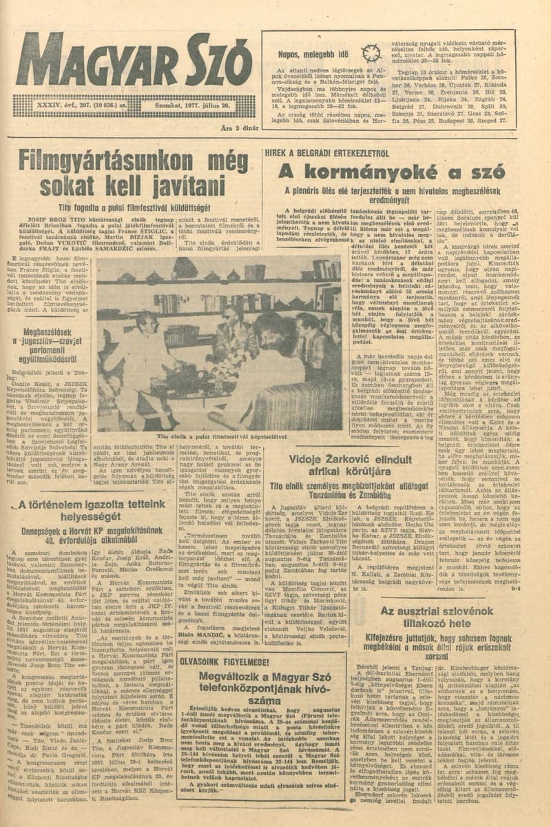Magyar Szó, 34. évf. 1977. július 30. 207. sz.