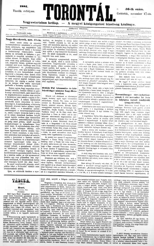Torontál, 10. évf. 1881. november 17. 46. sz.