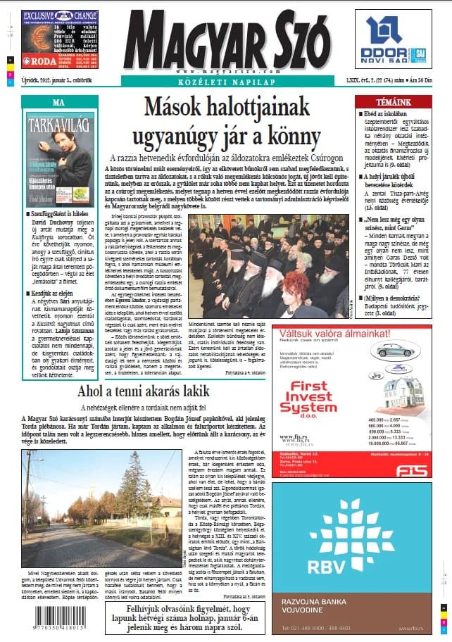 Magyar Szó, 69. évf. 2012. január 5. 2. sz. 1–20. oldal