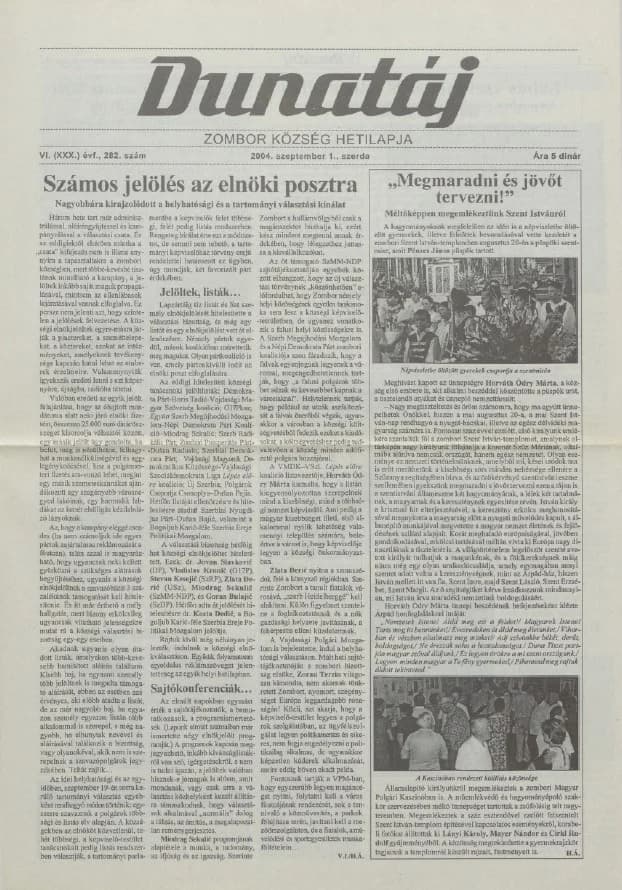 Dunatáj, 6. évf. 2004. szeptember 1. 282. sz.