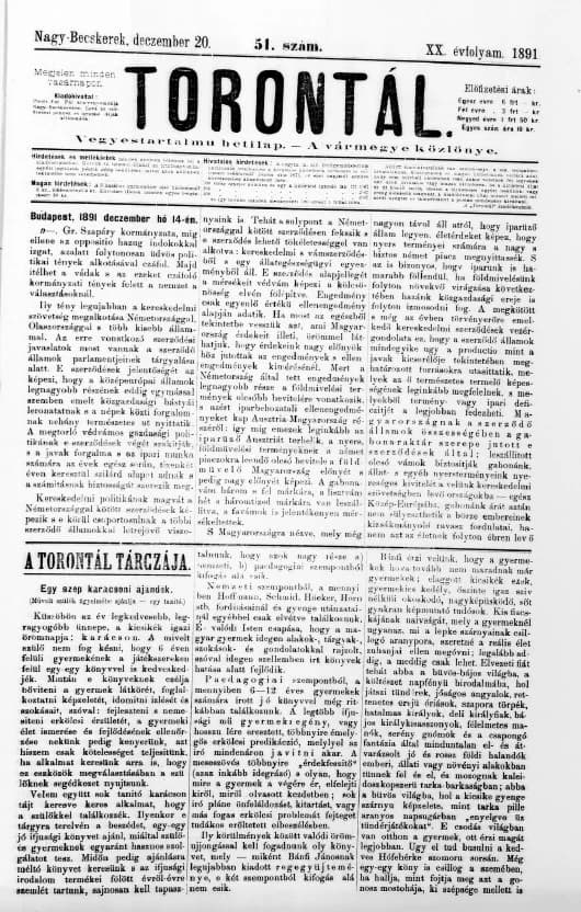 Torontál, 20. évf. 1891. december 20. 51. sz.