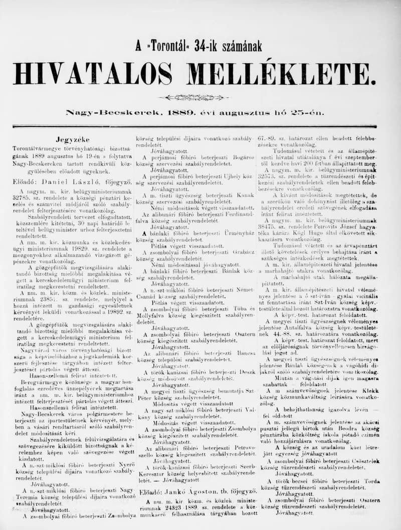 A Totontál  hivatalos melléklete, 2. évf. 1889. augusztus 25. 34. sz.