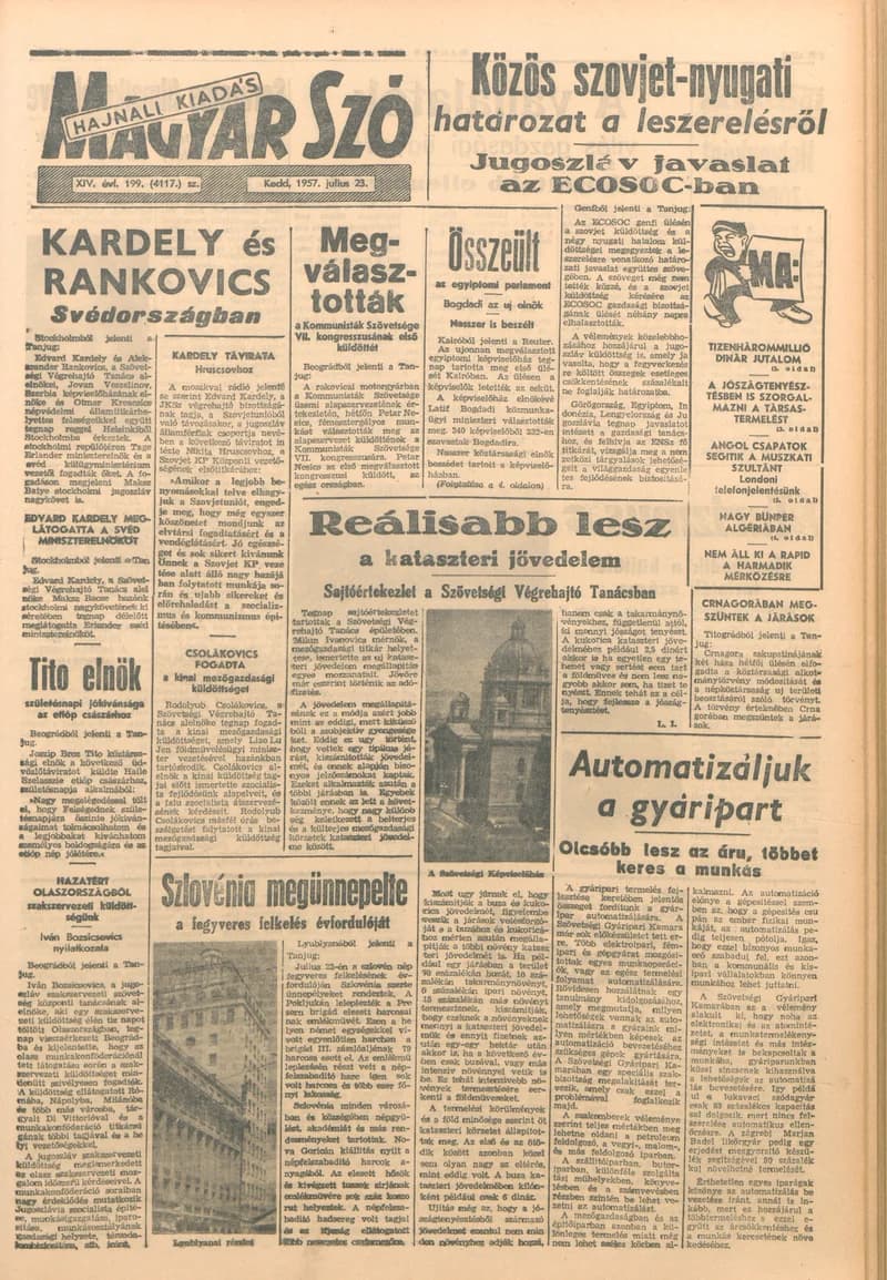 Magyar Szó, 14. évf. 1957. július 23. 199. sz. 1–16. oldal