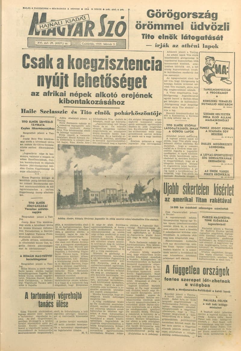 Magyar Szó, 16. évf. 1959. február 5. 29. sz. 1–18. oldal