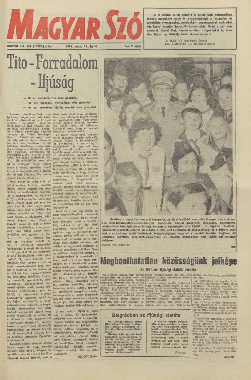 Magyar Szó, 38. évf. 1981. május 25. 141. sz.