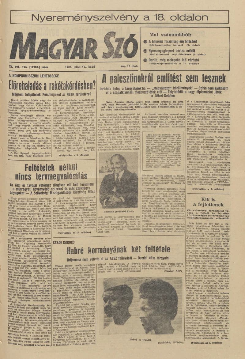 Magyar Szó, 40. évf. 1983. július 19. 196. sz. 1–20. oldal