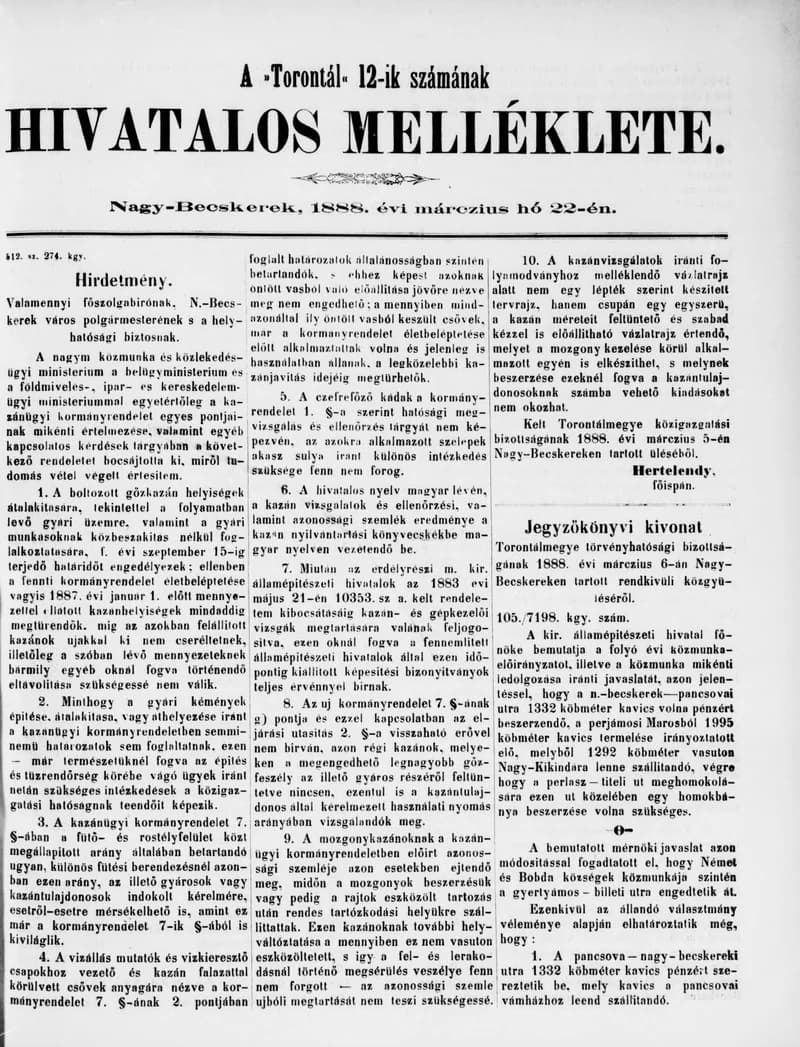 A Totontál  hivatalos melléklete, 1. évf. 1888. március 22. 12. sz.