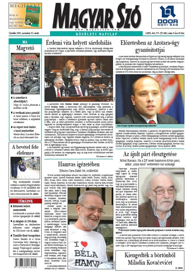Magyar Szó, 69. évf. 2012. november 27. 277. sz. 1–20. oldal