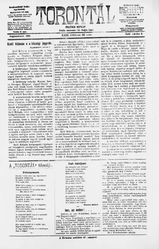 Torontál, 29. évf. 1900. március 6. 53. sz.