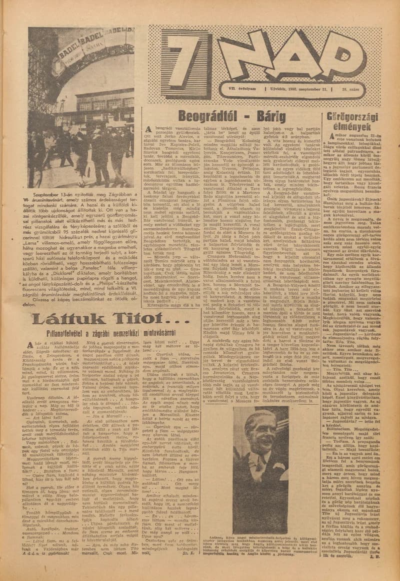 7 Nap, 7. évf. 1952. szeptember 21. 38. sz. 1–12. oldal