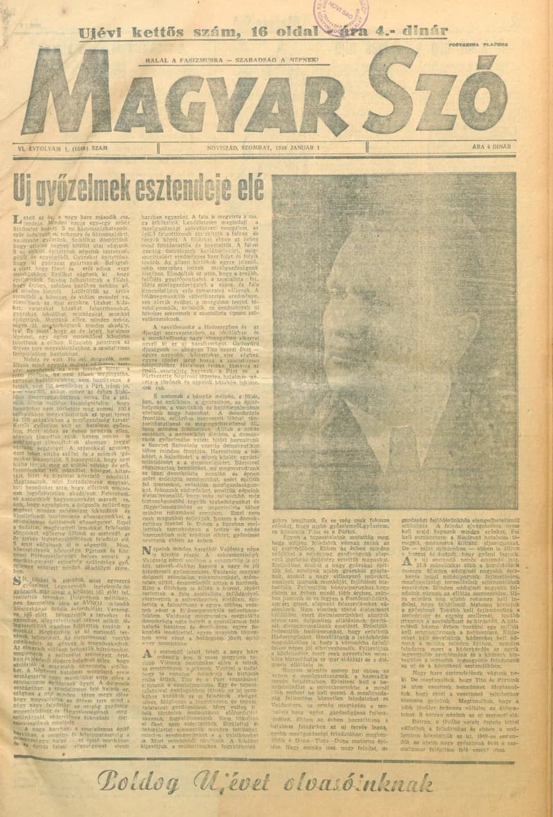 Magyar Szó, 6. évf. 1949. január 1. 1. sz. 1–16. oldal