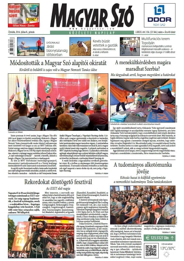 Magyar Szó, 73. évf. 2016. július 8. 156. sz. 1–16. oldal