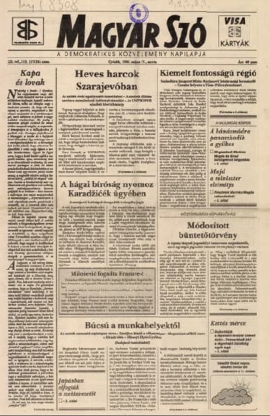 Magyar Szó, 52. évf. 1995. május 17. 112. sz. 1–16. oldal